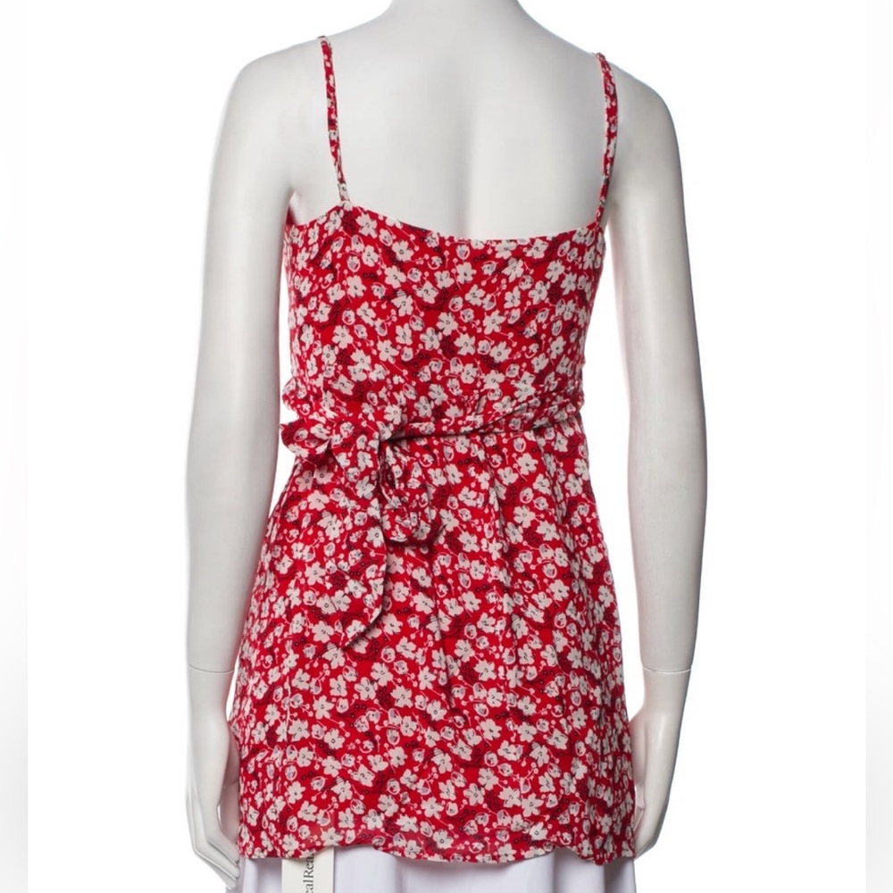 Reformation Floral V-Neck Tank Top XS | Red Floral Wrap Style - Picture 4 of 4